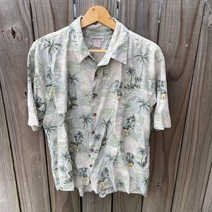 Portofino Tropical Hawaiian Printed Silk Blend Baggy Floral Short Sleeves